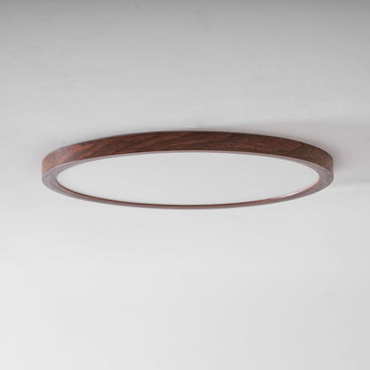 Slim Walnut Flush Ceiling Light
