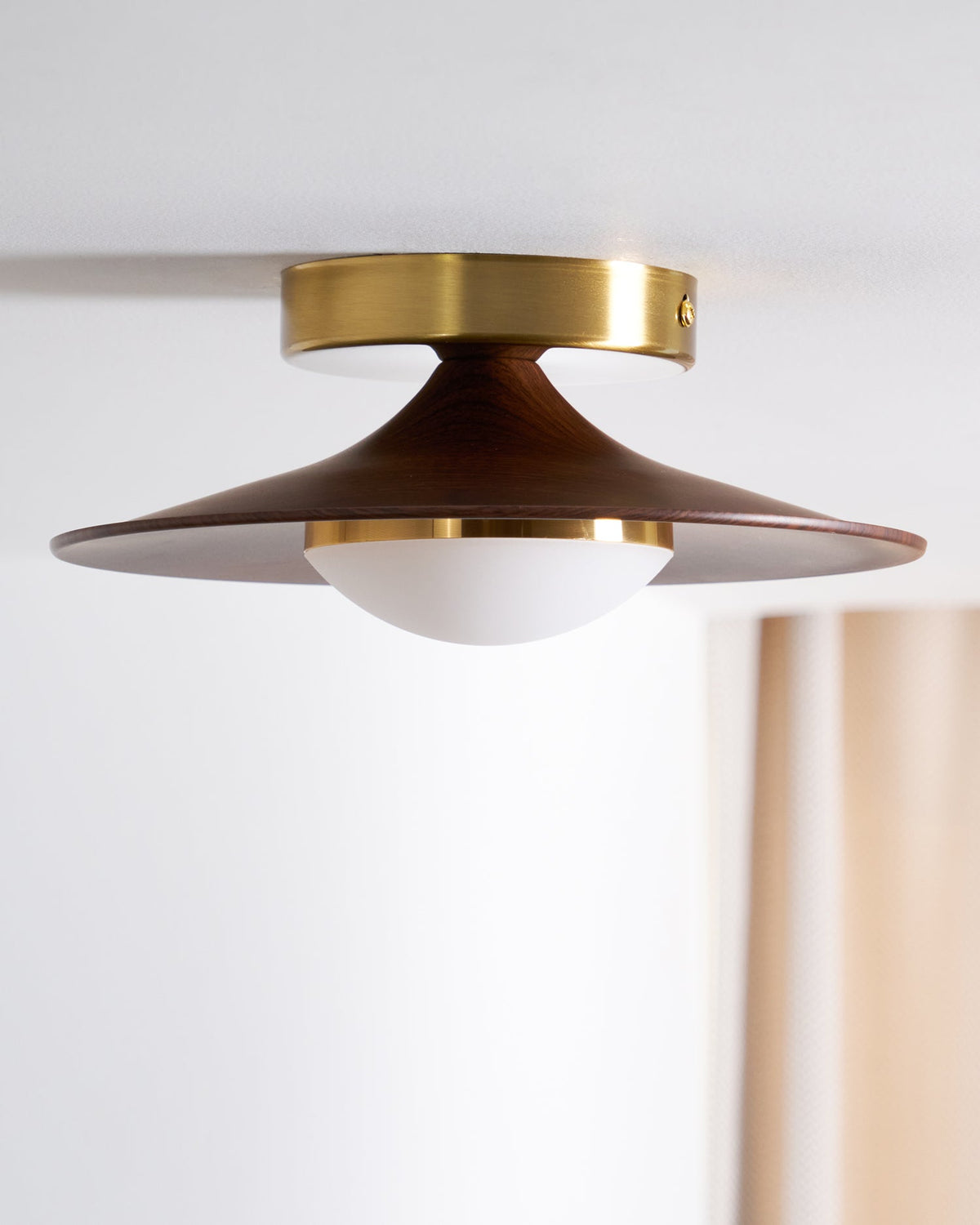 Walnut Saucer Ceiling Light