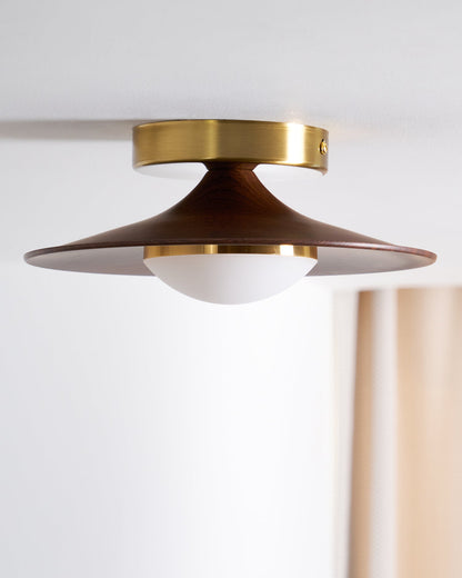 Walnut Saucer Ceiling Light