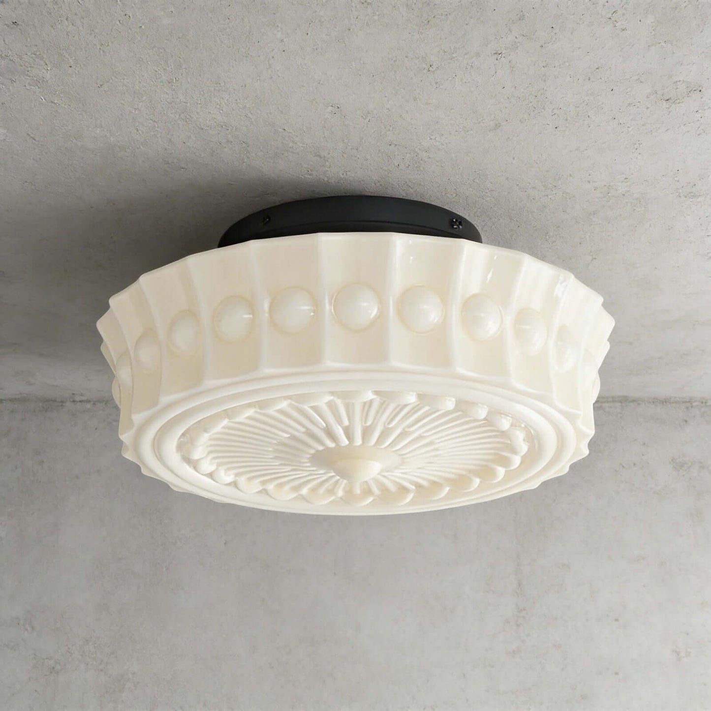 Scalloped Milk Glass Ceiling Light