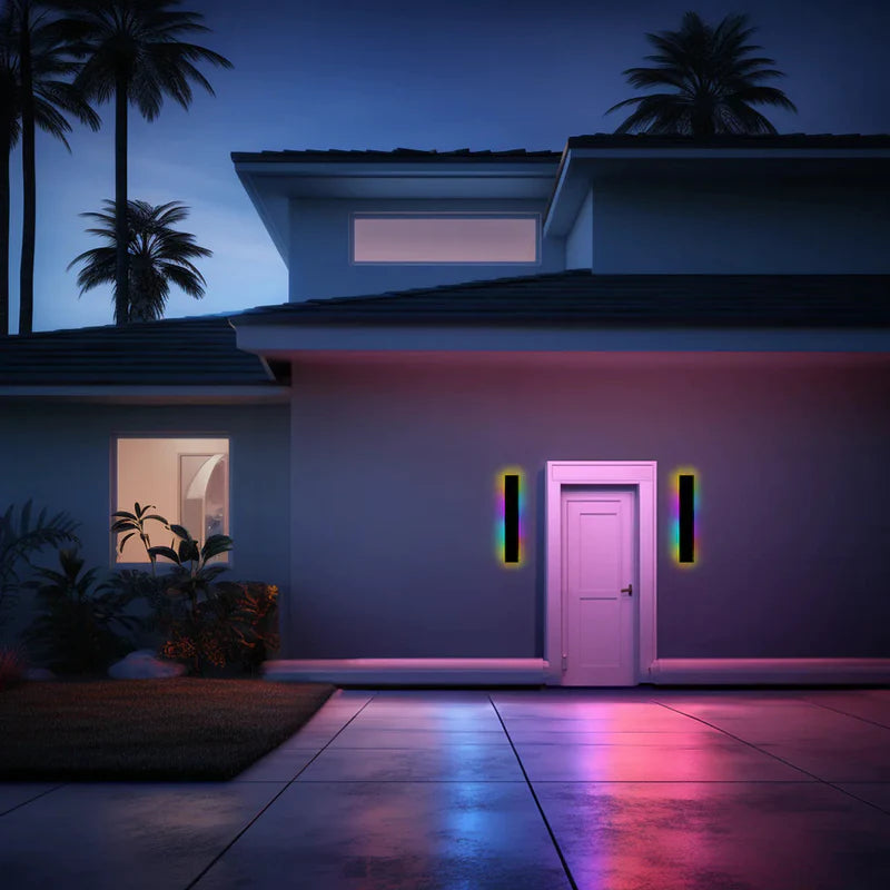 Veldrin Minimalist Slim Black Metal Outdoor Wall Light