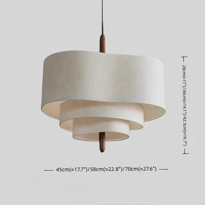 Tiered Fabric Walnut Pendant Light