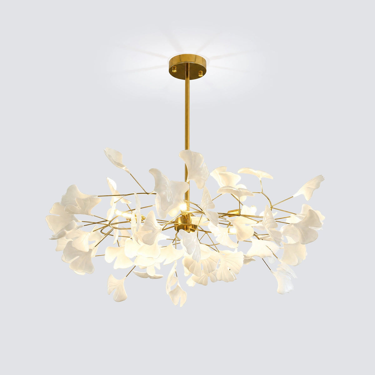 Ceramic Petal Brass Chandelier