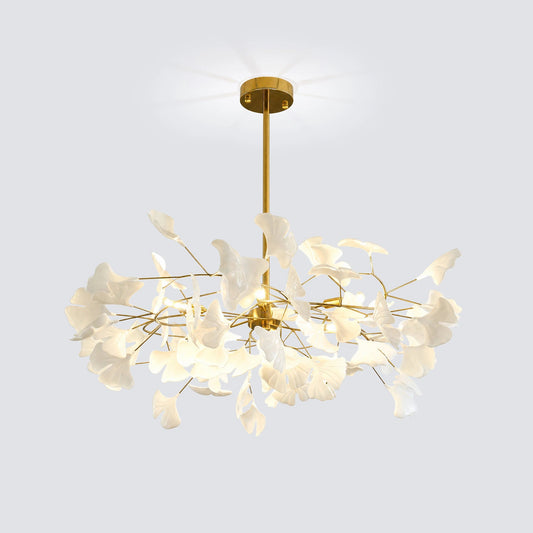 Ceramic Petal Brass Chandelier