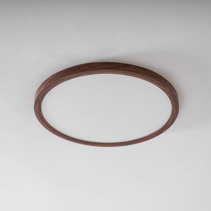 Slim Walnut Flush Ceiling Light