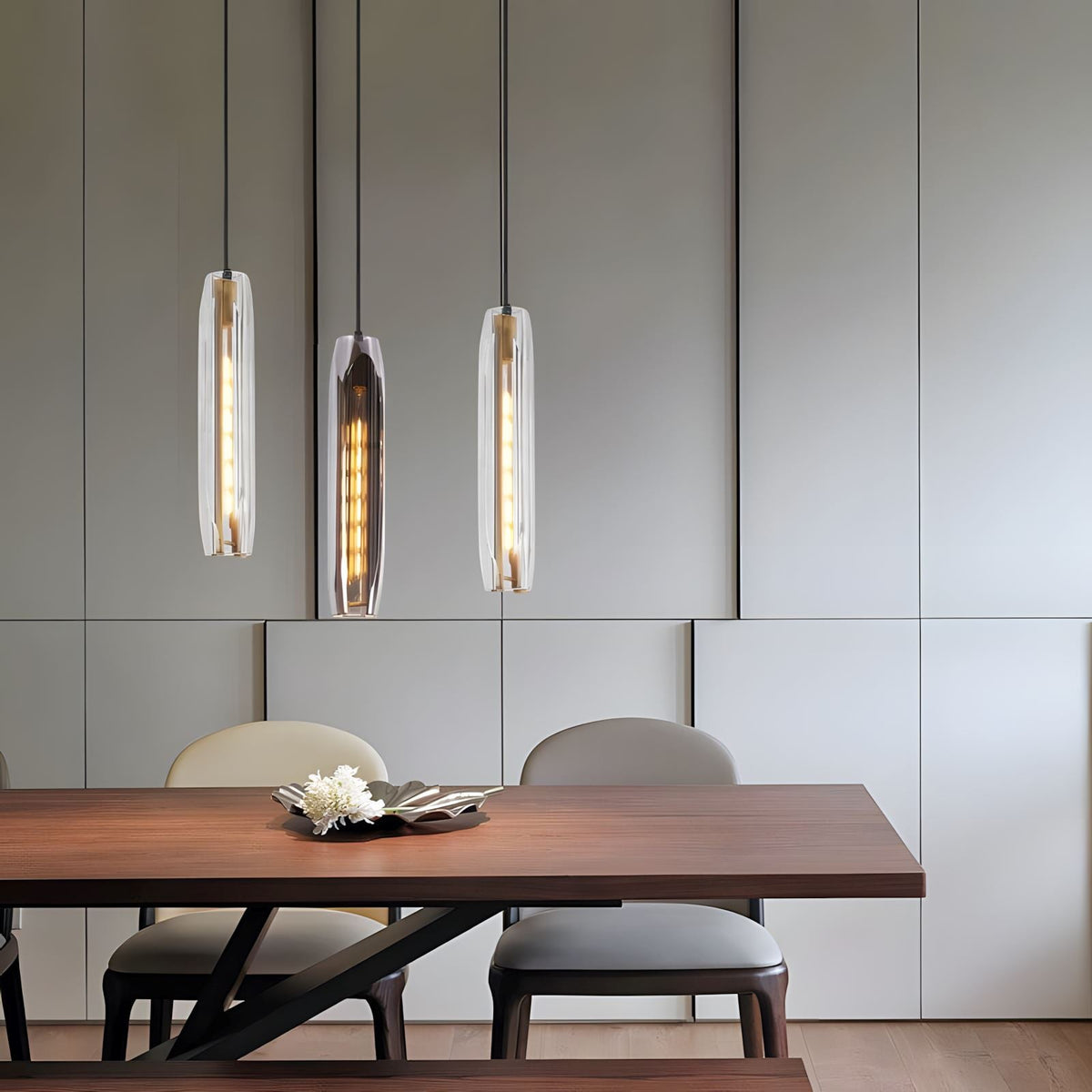 Brass Crystal Rod Pendant Light