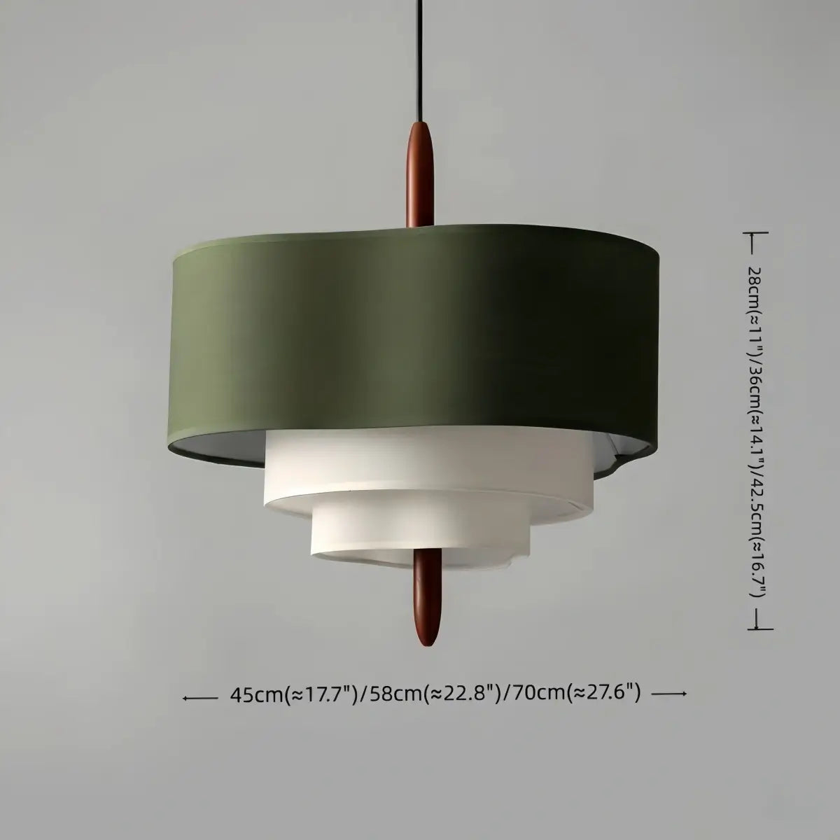 Tiered Fabric Walnut Pendant Light