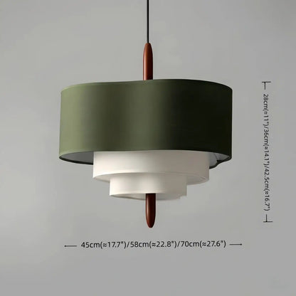 Tiered Fabric Walnut Pendant Light