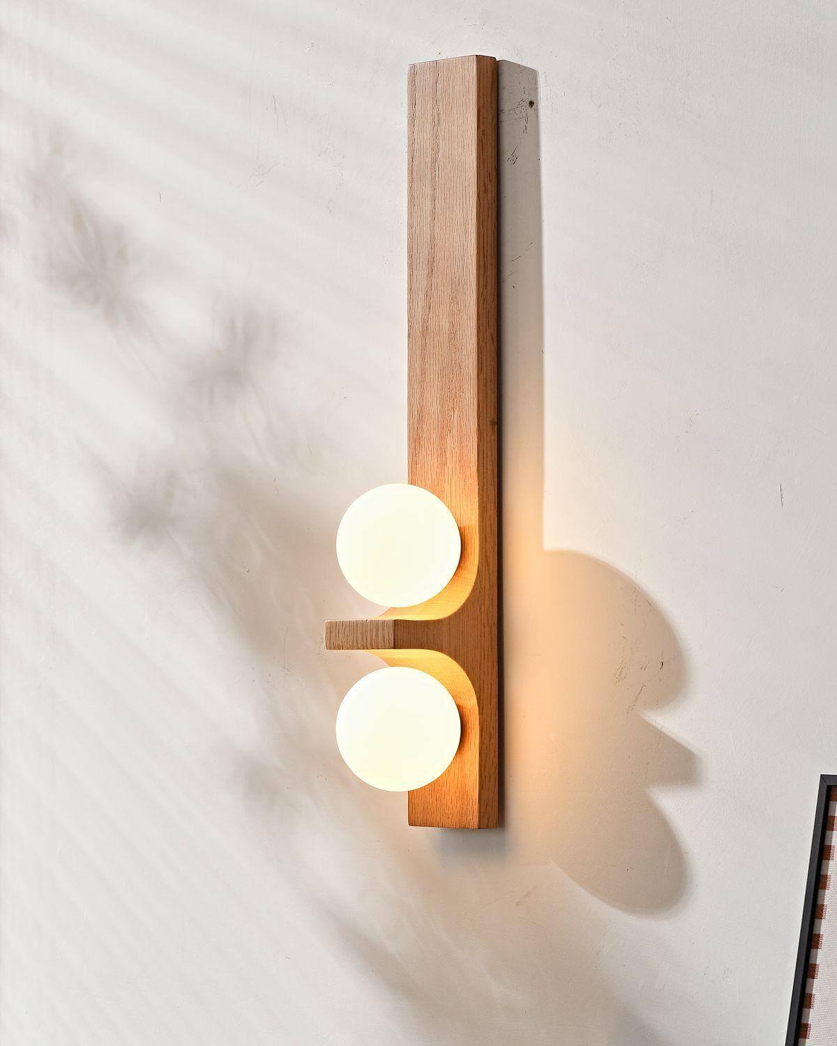 Wood Double Globe Wall Light