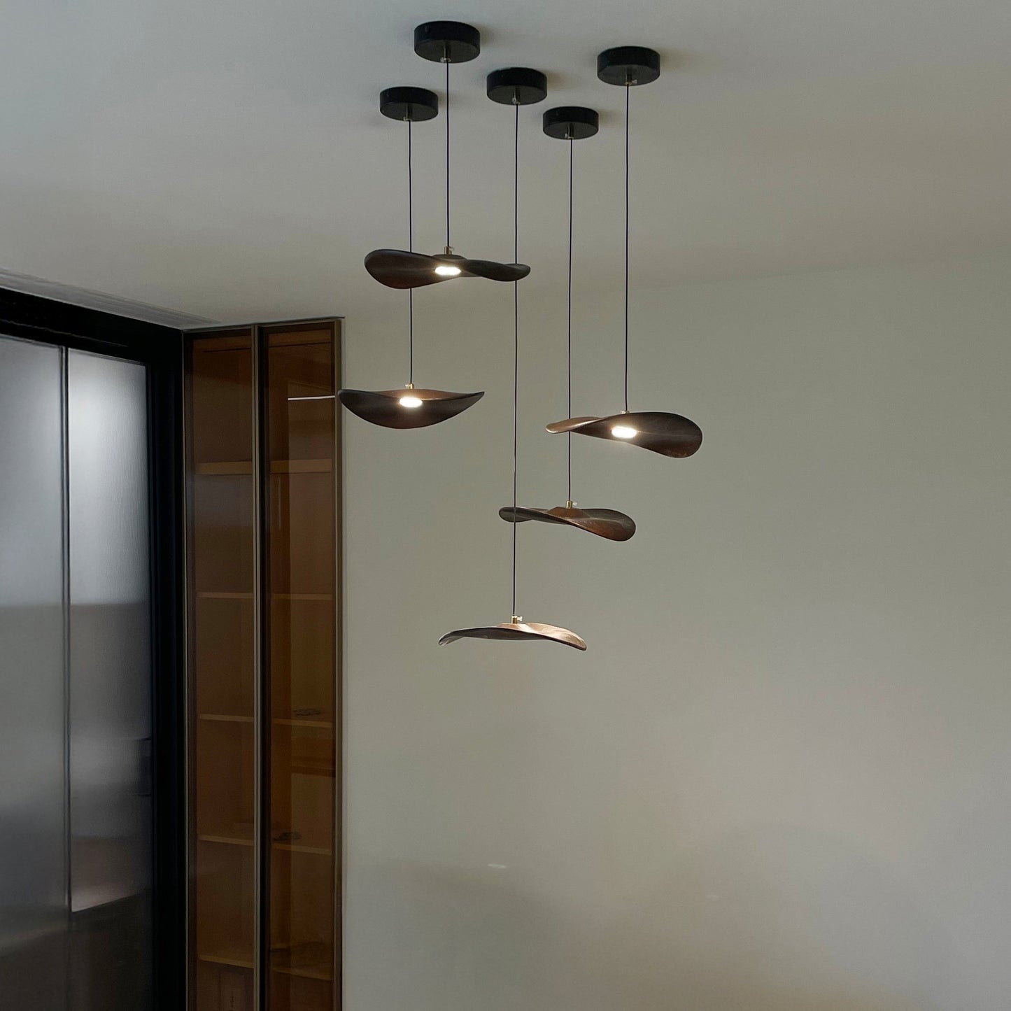 Wavy Wood Leaf Pendant Light