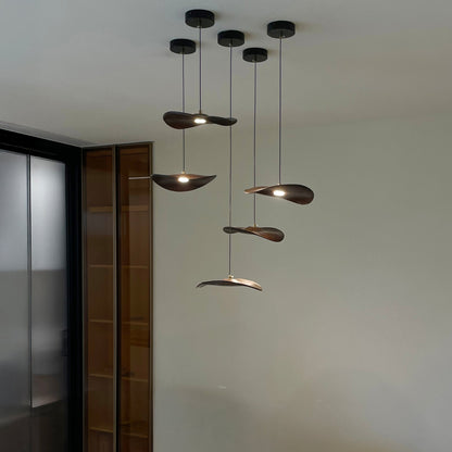 Wavy Wood Leaf Pendant Light