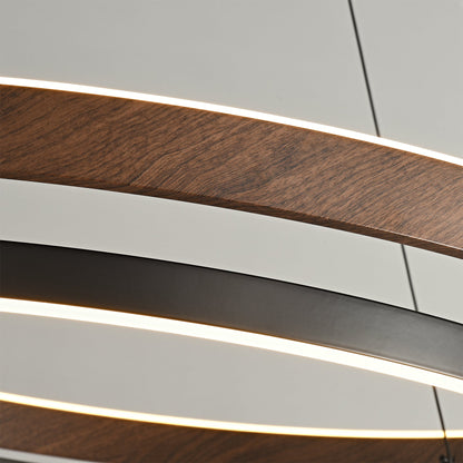 Double Ring Walnut LED Chandelier