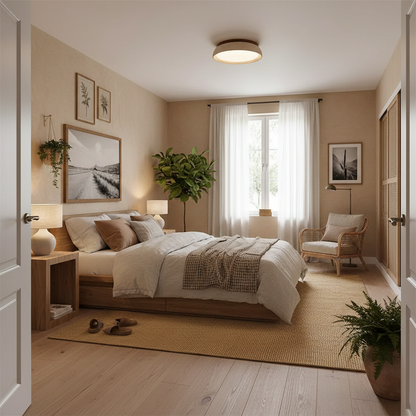 Round Travertine Flush Ceiling Light