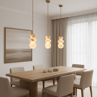 Stacked Alabaster Pendant Light