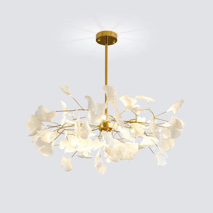 Ceramic Petal Brass Chandelier