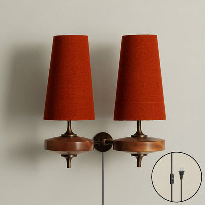 Walnut Brass Plug-In Wall Light