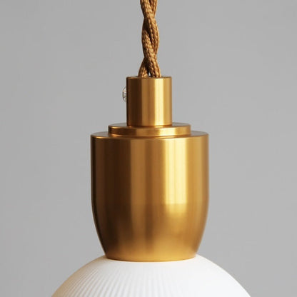 Ribbed Ceramic Copper Pendant Light