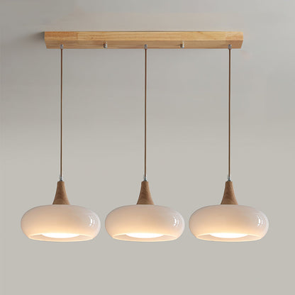 Pebble Glass Wood Pendant Light