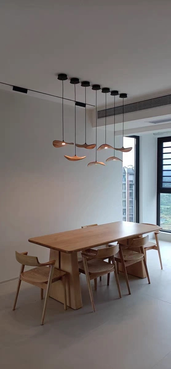 Wavy Wood Leaf Pendant Light