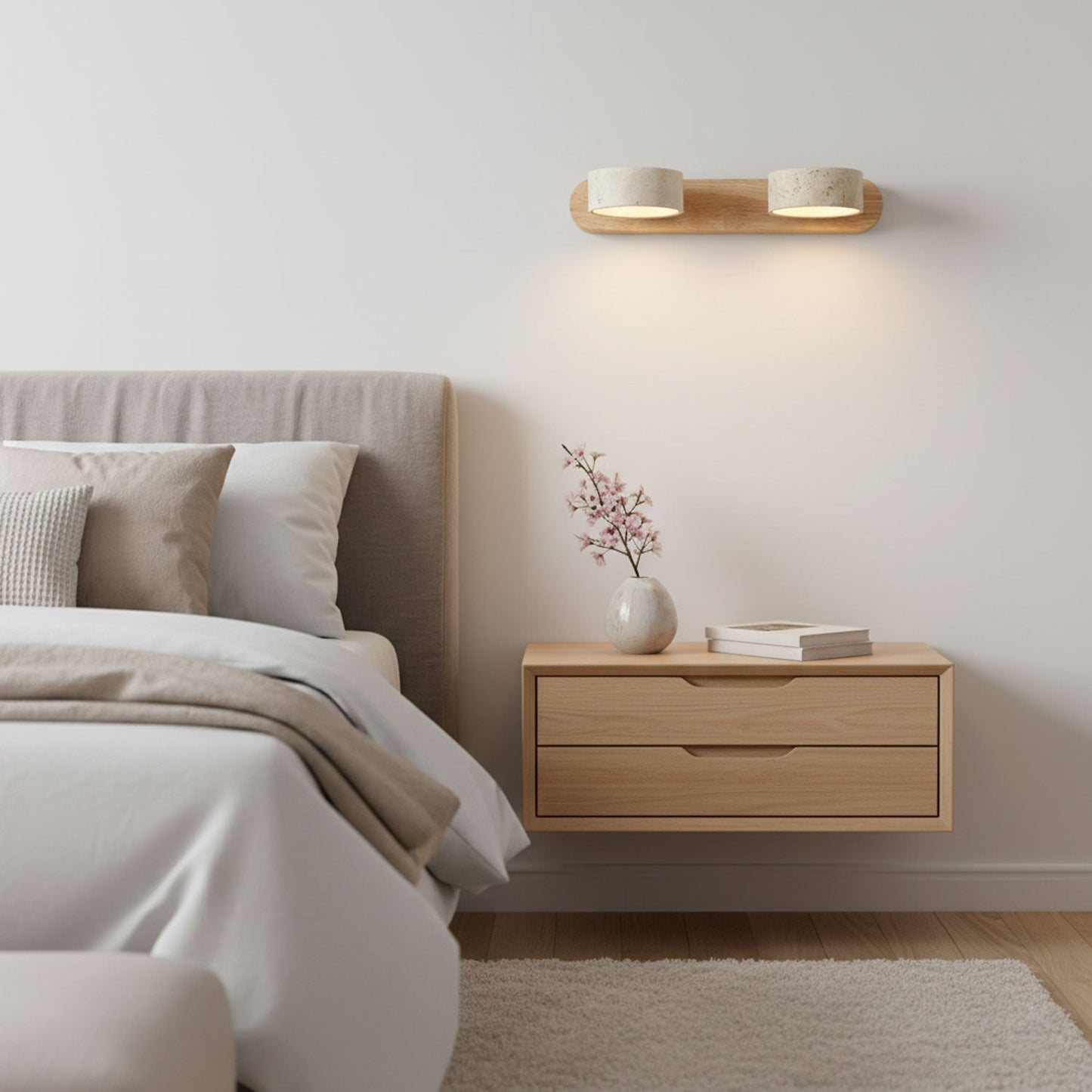 Travertine Wood Vanity Wall Light