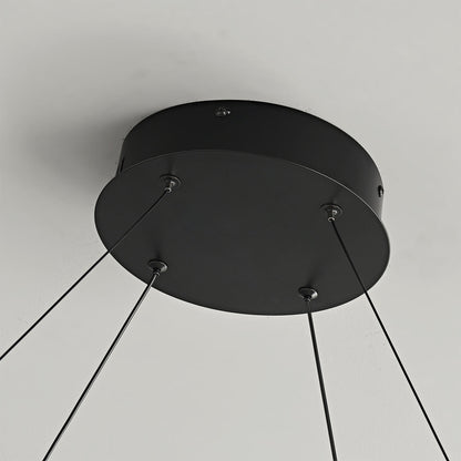 Double Ring Walnut LED Chandelier