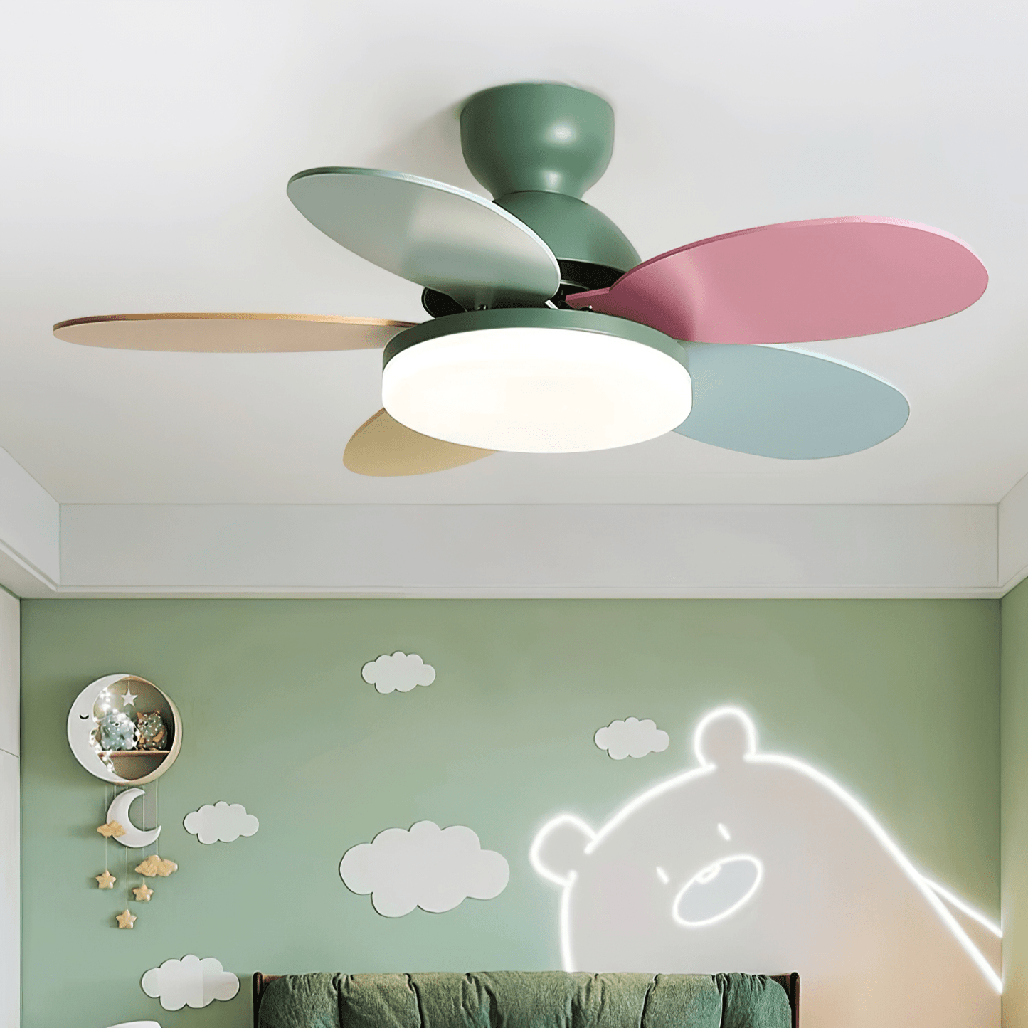 Flower Blade Wood Ceiling Fan