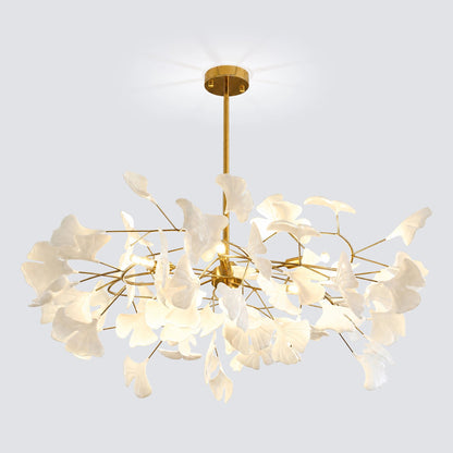 Ceramic Petal Brass Chandelier