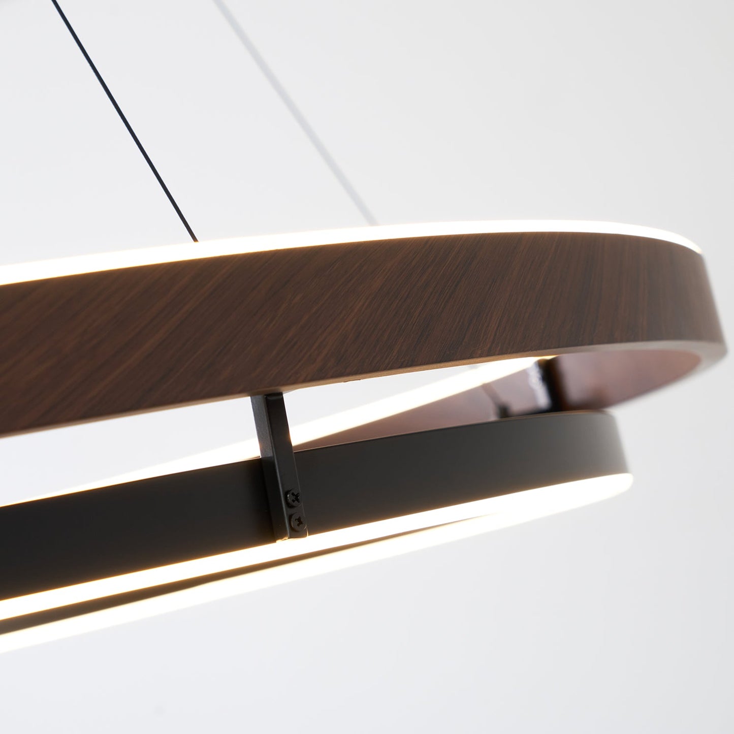 Double Ring Walnut LED Chandelier