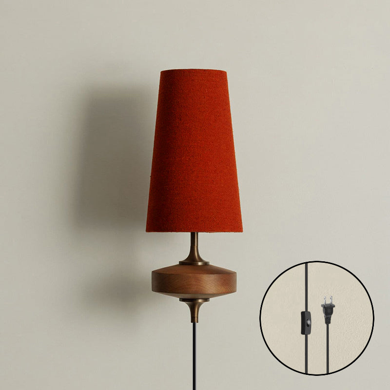 Walnut Brass Plug-In Wall Light
