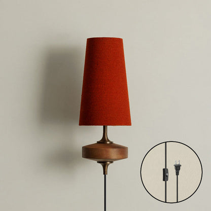 Walnut Brass Plug-In Wall Light