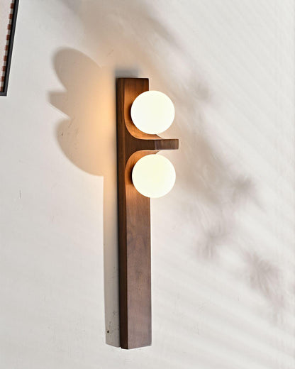 Wood Double Globe Wall Light
