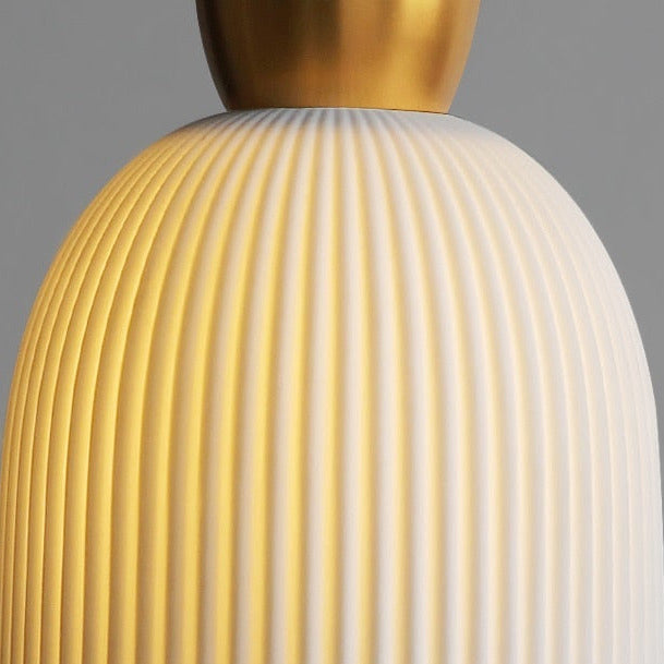 Ribbed Ceramic Copper Pendant Light