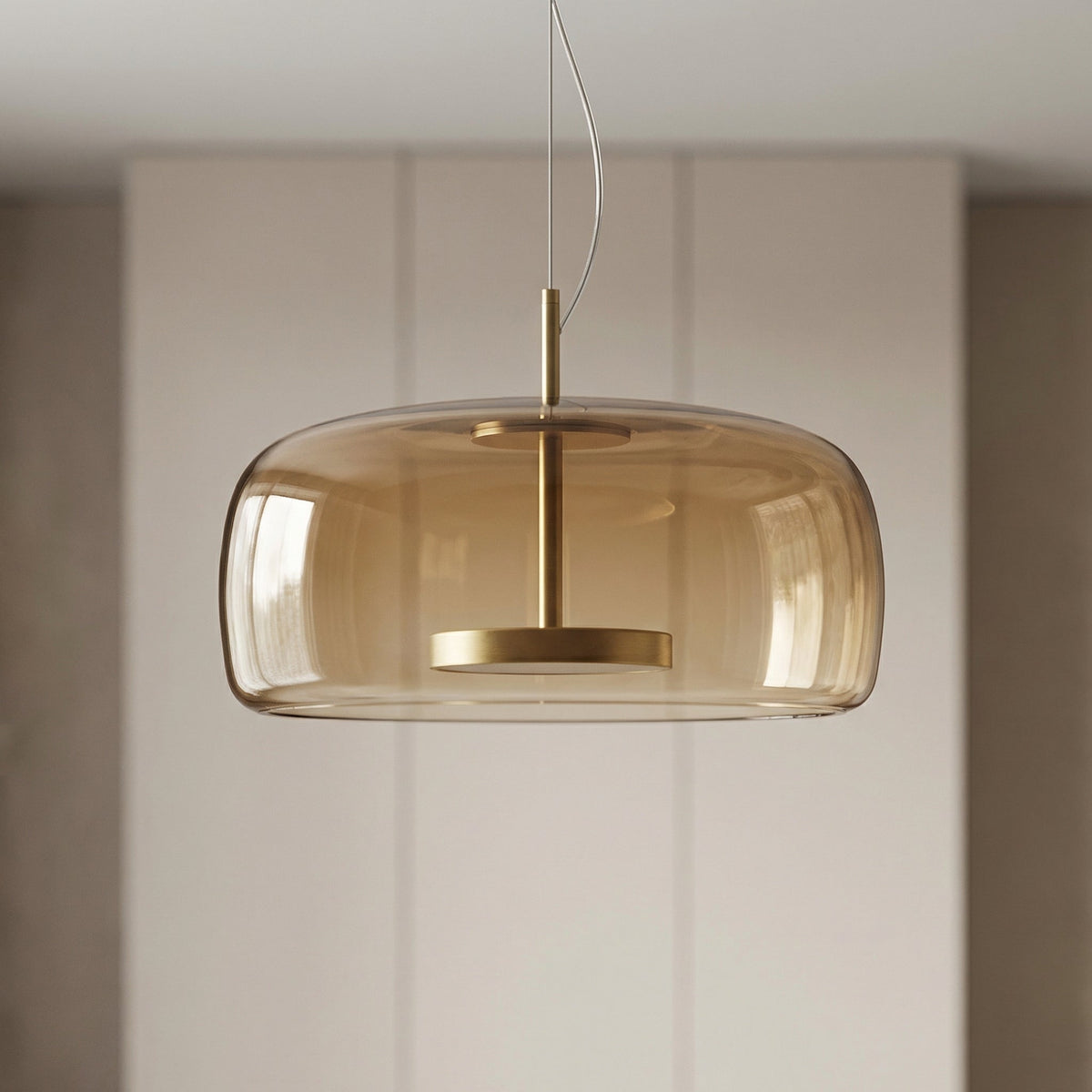 Tinted Glass Drum Pendant Light