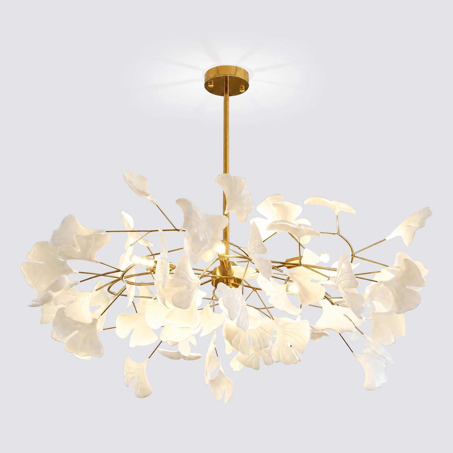 Ceramic Petal Brass Chandelier