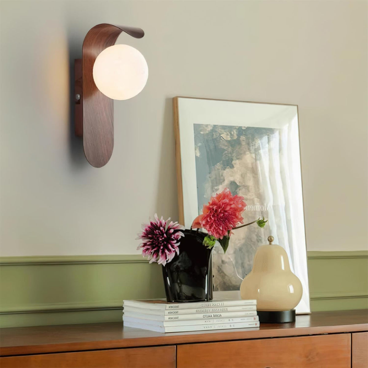 Velmara Minimalist Wood Globe Wall Light