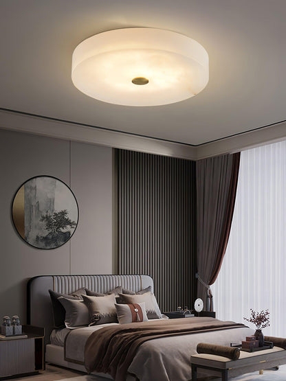 Alabaster Drum Flush Ceiling Light