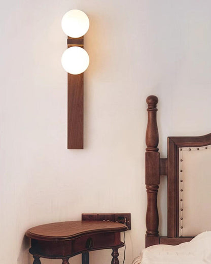 Wood Double Globe Wall Light