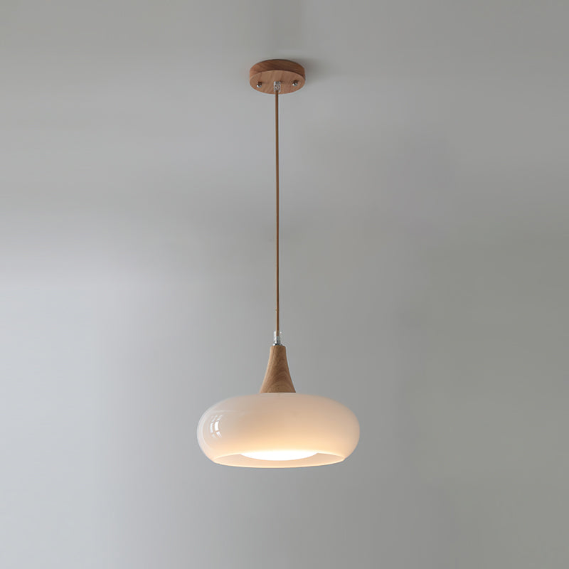 Pebble Glass Wood Pendant Light