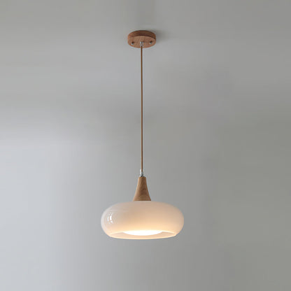 Pebble Glass Wood Pendant Light