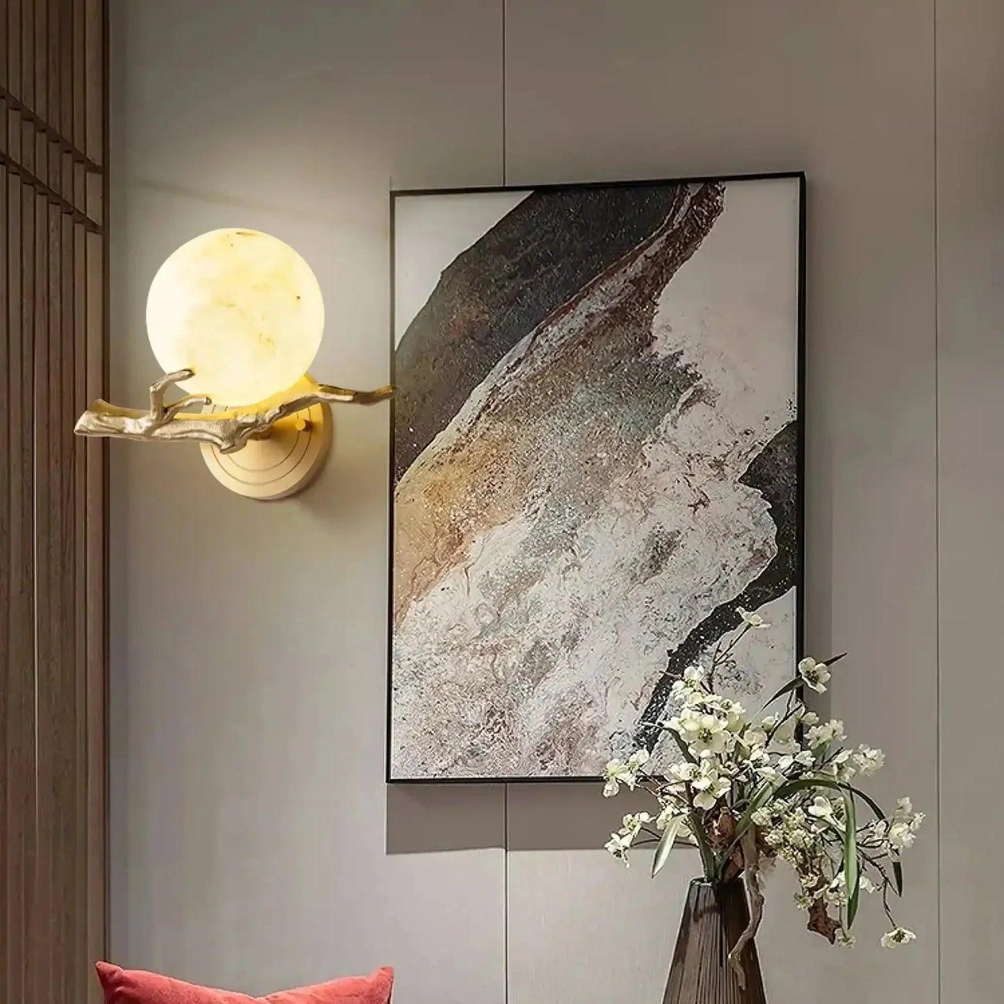 Brass Branch Alabaster Wall Light