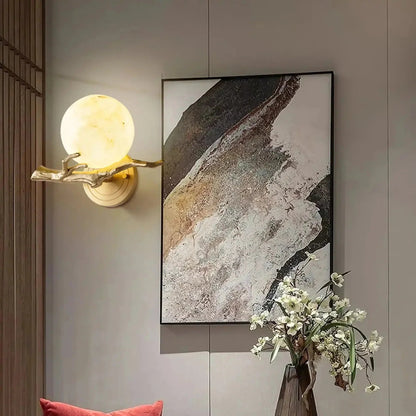 Brass Branch Alabaster Wall Light