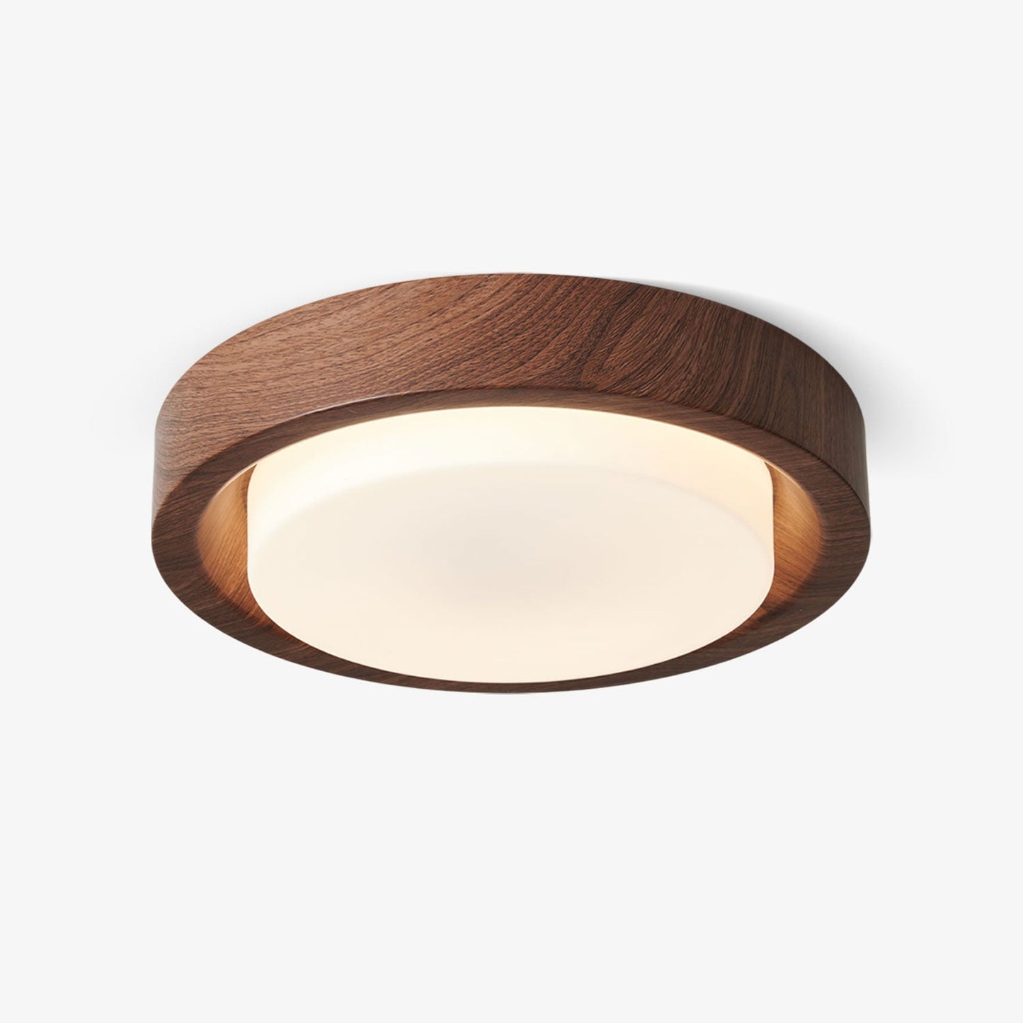 Round Wood Glass Ceiling Light