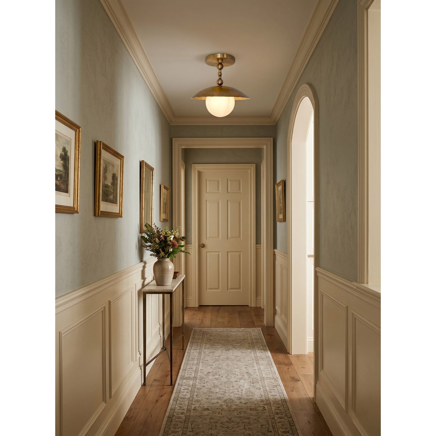 Brass Dome Semi-Flush Ceiling Light