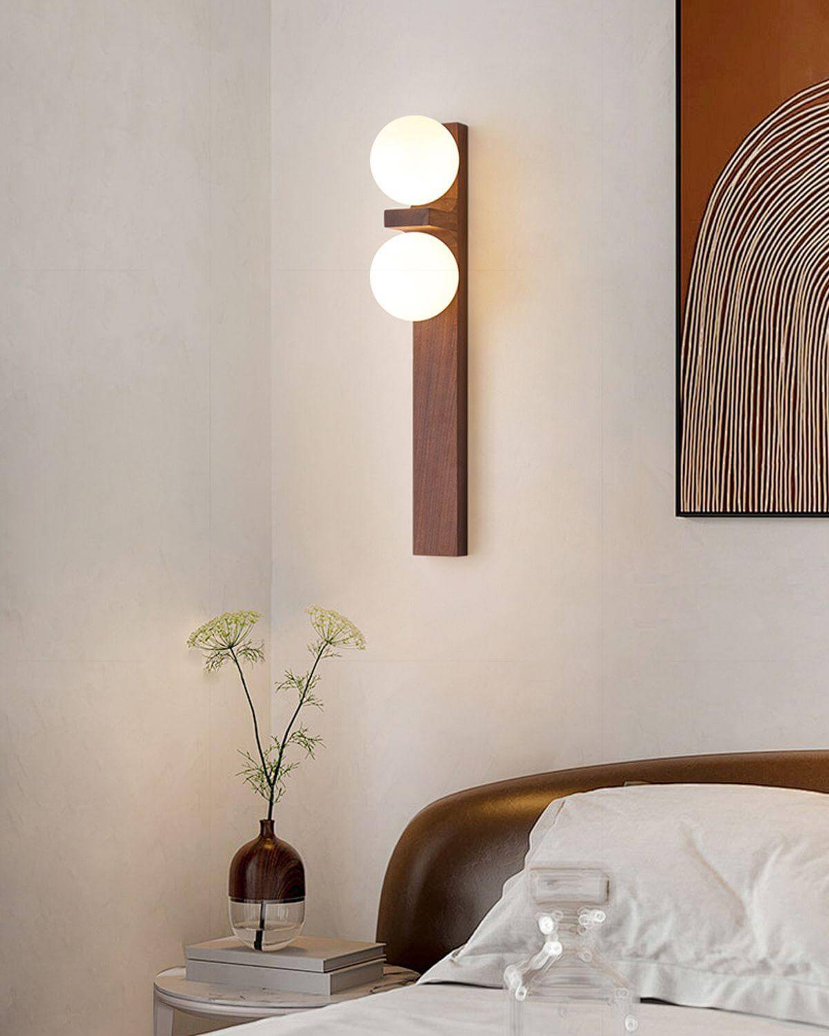 Wood Double Globe Wall Light