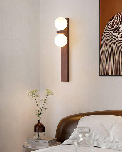 Wood Double Globe Wall Light