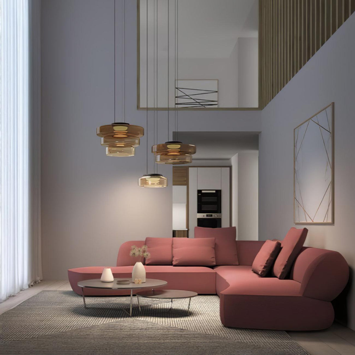 Stacked Glass Disc Pendant Light