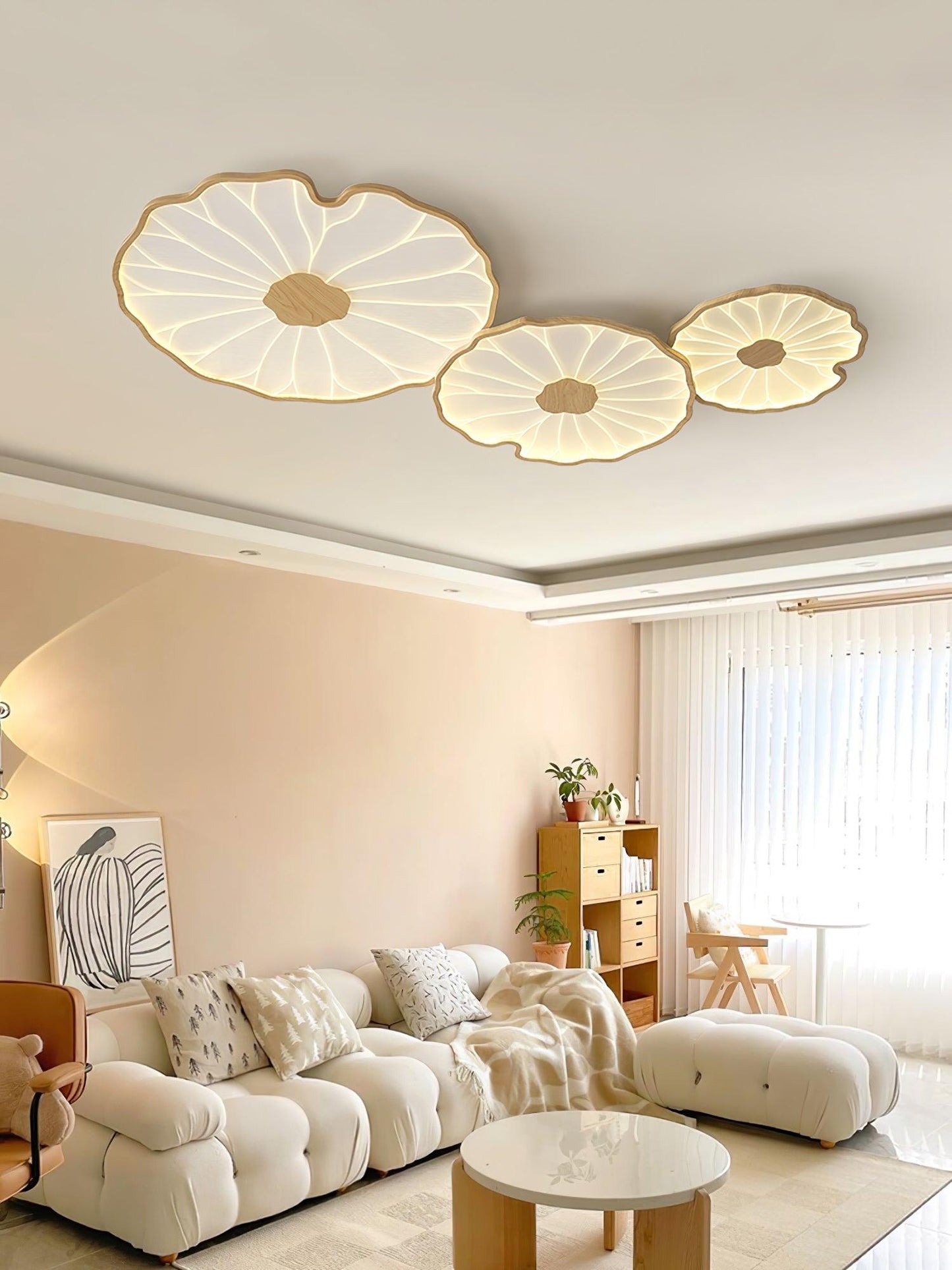 Waterlily Wood-Grain Ceiling Light
