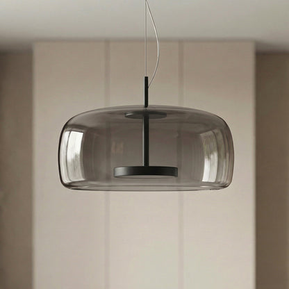 Tinted Glass Drum Pendant Light