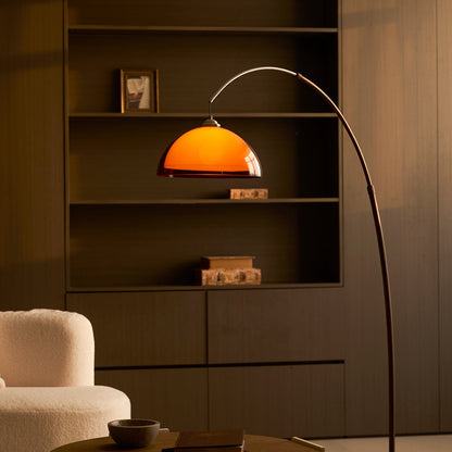 Arched Walnut Dome Floor Lamp