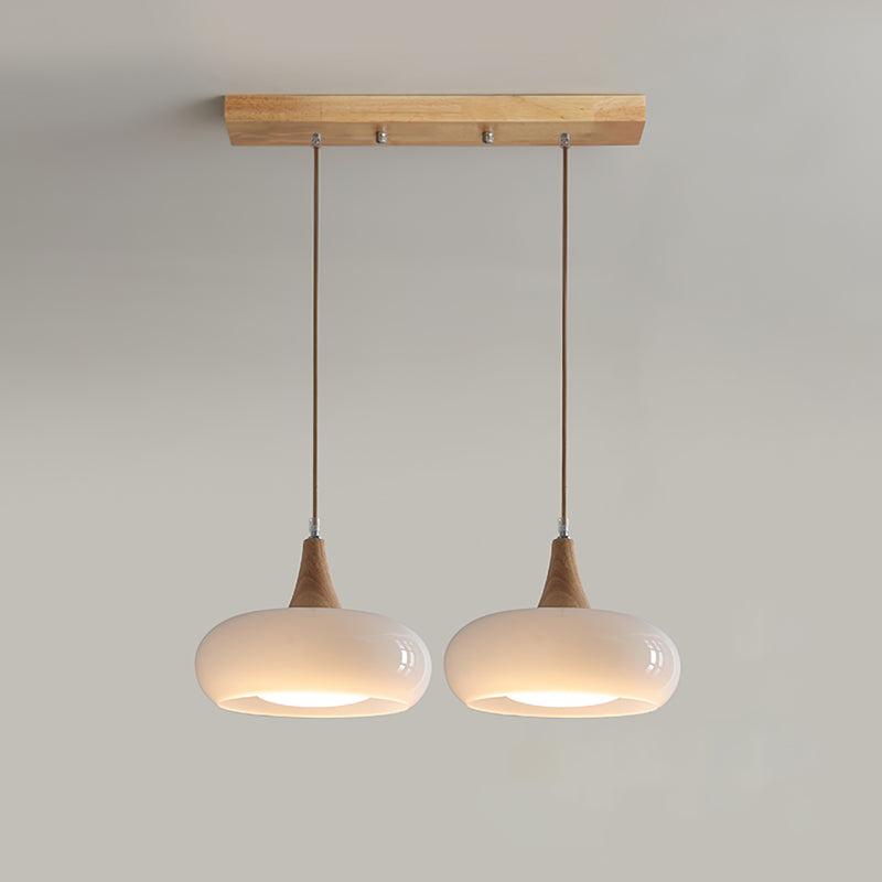 Pebble Glass Wood Pendant Light